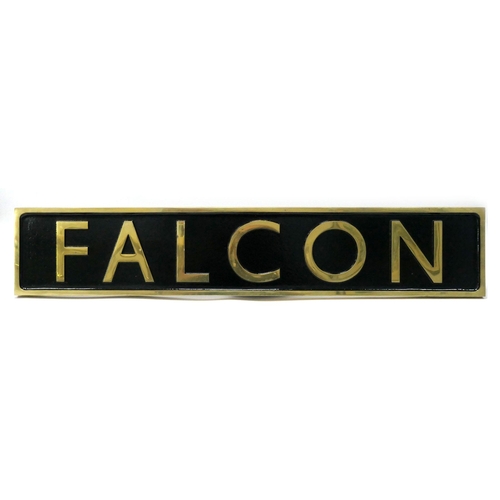 4 - A Reproduction/Heavily Restored Cast Brass Locomotive Sign/Name Plate, 'Falcon', (overall very good ... 