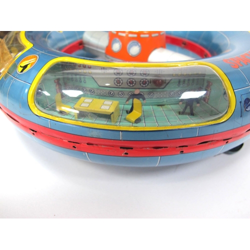 411 - A S.H. (Horikawa) Japan C. 1960's Battery Operated Tinplate Space Station No 378795 N.A.S.A. Man Mad... 