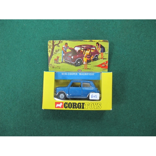 415 - A Boxed Corgi Toys #334 Diecast Model Mini-Cooper 'Magnifique', metallic dark blue body, cream inter... 