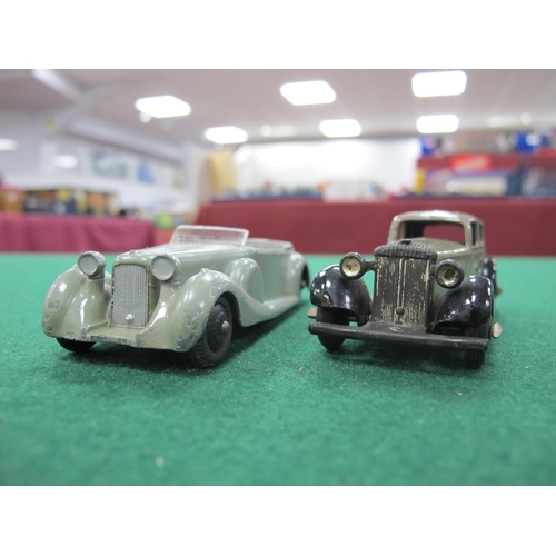 423 - Two Dinky Toys Diecast Model Cars, comprising of No 30C Daimler,  fawn body, black hubs, open chassi... 