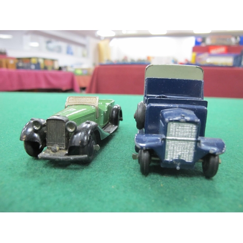 424 - A Dinky Toys No 36F British Salmson Four Seater Sports Car, in green with tinplate windscreen, black... 