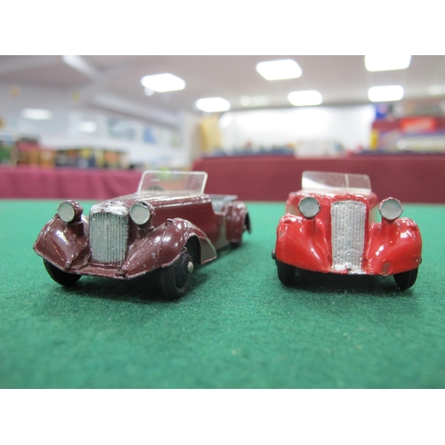 428 - Two Dinky Toys Diecast Model Cars,  comprising of 38D Alvis sports tourer, maroon body, grey seats, ... 