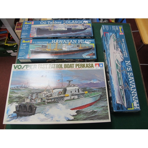 99 - Four Plastic Model Ship Kits, by Revell, Tamiya, including 1:72 Tamiya #79001-2200 Vosper Fast Patro... 