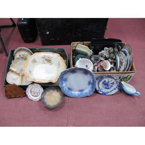 1074 - Mixed Ceramics, to include selection of blue and white plates, Crown Devon three section dish, large... 