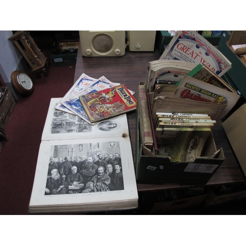 1075 - The Graphic 1889 in bound volume, The Great War Magazines, children's annuals, Giles, The Champion, ... 