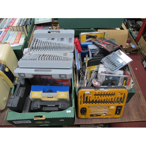 1085 - Boxes of Assorted Drill Bits and Pieces, with various screwdrivers, nut spinners etc:- Two Boxes.