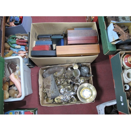 1088 - Cutlery and Cases, brassware, silver plate, etc:- Two Boxes.