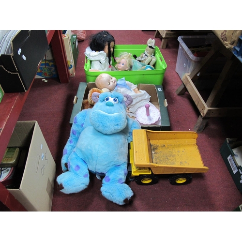 1091 - Steel Truck. Roddy, Disney and other dolls, soft toys:- Two Boxes.