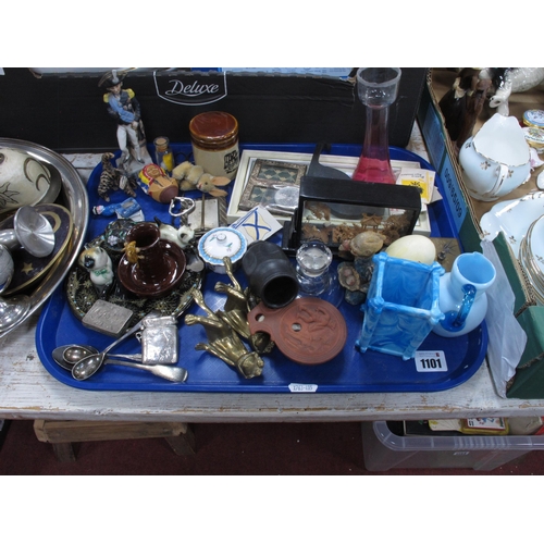 1101 - A Silver Vesta Case Hallmarked Birmingham 1904, and other hallmarked silver spoons, together with gl... 