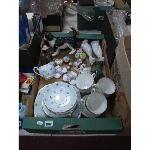 1102 - Halcyon Days Four Enamel Pill Boxes, celebrating anniversaries, Adderley fine bone china twenty one ... 