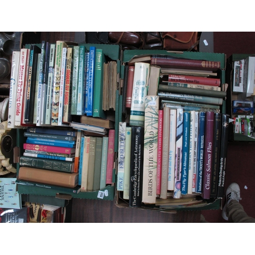 1114 - Books, to include many about fishing, butterflies, birds and others etc:- Two Boxes.
