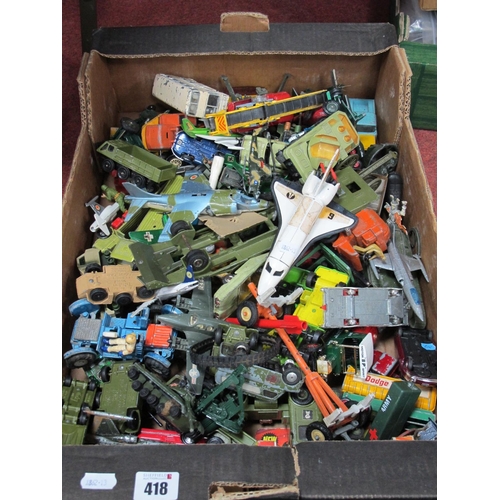 418 - A Quantity of Playworn Diecast Model Vehicles by Dinky, Matchbox, Corgi and Others, including cars, ... 