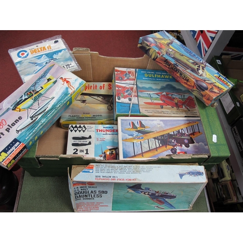 452 - Nine Plastic Model Aircraft Kits by Monogram, Aurora, Frog, Hawk, UPC and Other, including Hawk 1/4