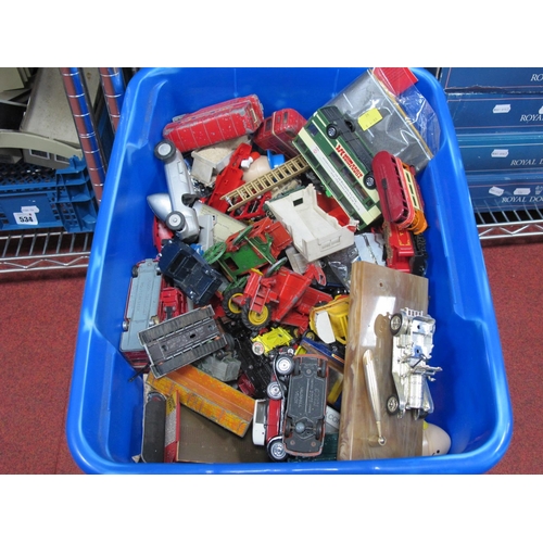 535 - A Quantity of Playworn Diecast, Plastic Model Vehicles by Matchbox, Corgi, Dinky and Other, faults n... 