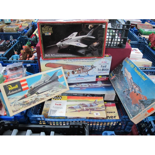 572 - Eight Plastic Model Aircraft Kits by Kleeware, Monogram, Revell, Hawk, including Hawk 1/4