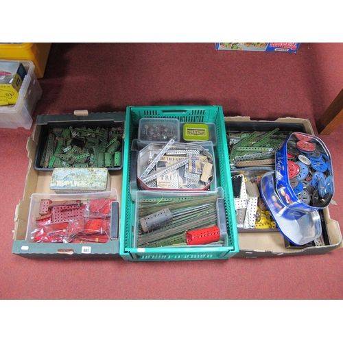 607 - An Assorted Collection of Playworn Meccano Components:- Three Boxes