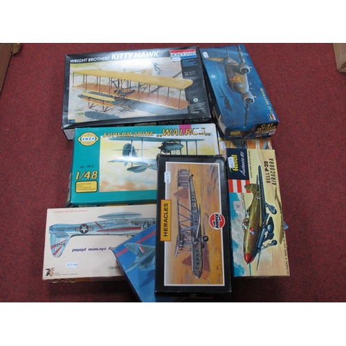 663 - Eight Plastic Model aircraft Kits by Hawk, Monogram, Revell, Hasegawa, Airfix and Other, including H... 