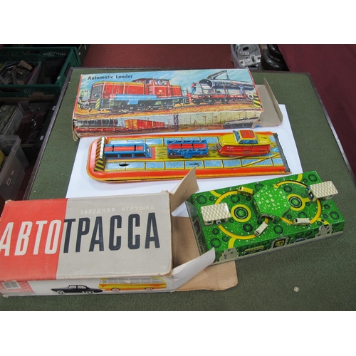 857 - Two Boxed Tinplate Diorama / Toys, comprising 297 automatic loader and Abtotpacca USSR Toy, models o... 