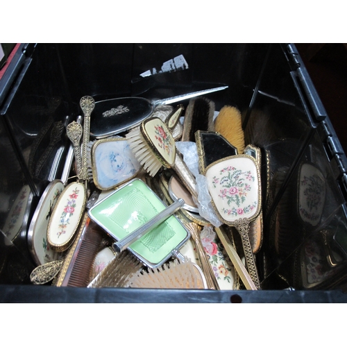 1127 - Ladies Vanity Mirrors and Brushes, including embroidered backs, diamente, faux enamel- One Box [5607... 