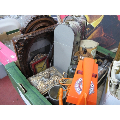 1140 - Trimphone Orange Bakelite Vintage Style Phone, continental casket, picture frames etc:- One Box