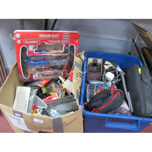 1146 - Model Railway Items, Rubiks cube, snow globe, other collectibles:- Two Boxes