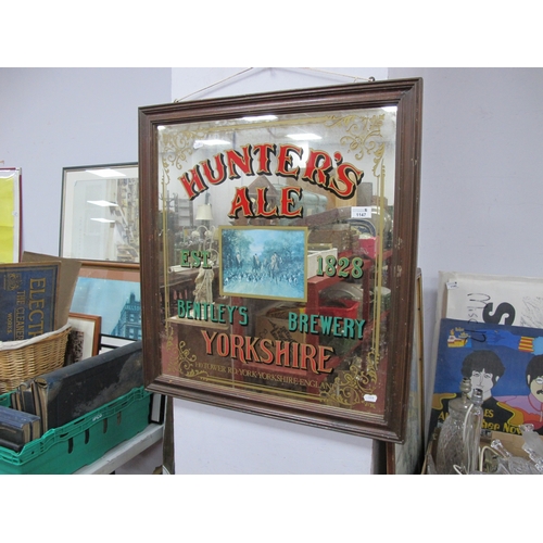 1147 - Bentley's Brewery Hunter's Ale Advertising Wall Mirror, in wooden frame 69 x 63.5cm, a print of exch... 