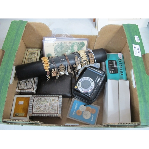 1153 - Four Egyptian made mother of pearl inlaid mosaic trinket boxes together with a LUMIX Panasonic DMC-T... 