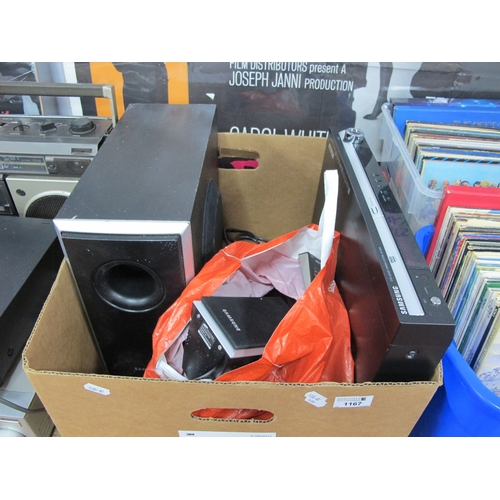 1167 - Samsung HT-Q20 DVD home cinema system, complete with surround speakers, sub woofer and remote. Untes... 