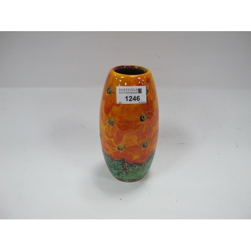 1246 - Anita Harris 'Floral Medley' Skittle Vase, gold signed, 17cm high.
