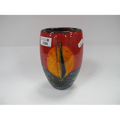 1250 - Anita Harris 'Eventide' Oval Vase, gold signed, 19cm high.