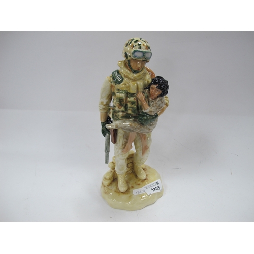 1253 - Peggy Davies 'In the Arms of a Hero' Figure, limited edition No 65/500 modelled by Andy Moss, 27cm h... 