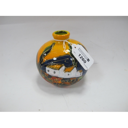 1260 - Anita Harris 'Tuscany' Marrakesh Vase, gold signed, 9.5cm high.