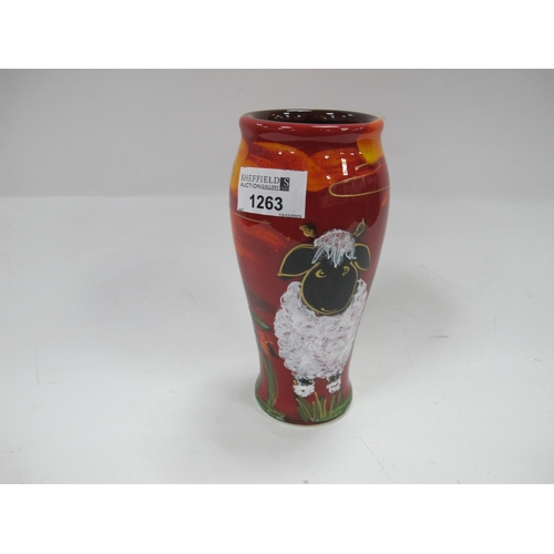1263 - Anita Harris 'Valais Black Nosed Sheep' Skittle Vase, gold signed, 17.5cm high.