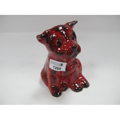 1268 - Anita Harris Flambé Seated Westie Dog Figure, gold signed, 14.5cm high.