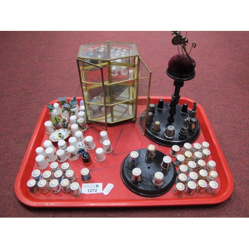 1272 - Thimbles - 25 x Crown Derby. 12 x Minton, others in ceramic, 7 x metal including Charles Horner, two... 