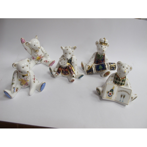 1283 - Royal Crown Derby Seated Teddy Bears, including 'Congratulations' 6cm high. (5).