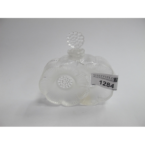 1284 - Lalique Deux Fleurs Scent Bottle, with frosted flowers, etched signature under base, with stopper, 9... 