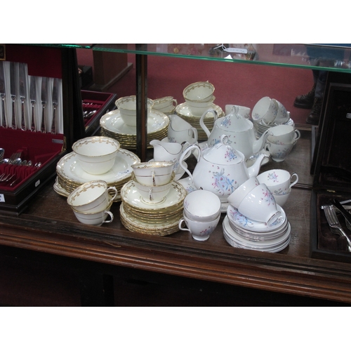 1292 - Royal Albert 'Buttons and Bows' teaware of twenty wo pieces including teapot, tuscanware. 1 Tray.