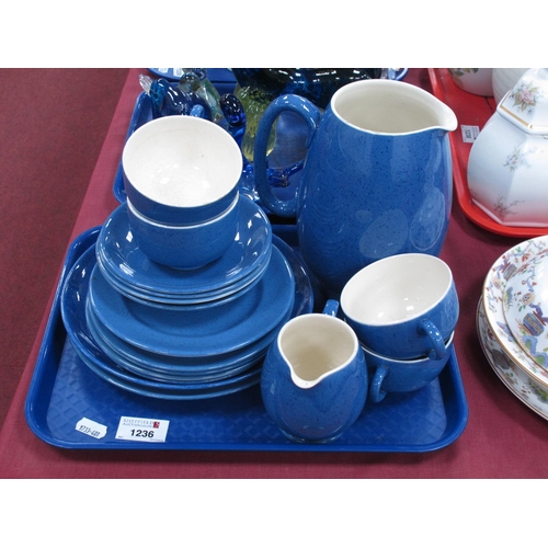 1236 - Moorcroft Blue and White Glazed Tea and Dinner Ware, to include four cups and saucers, large jug, sm... 