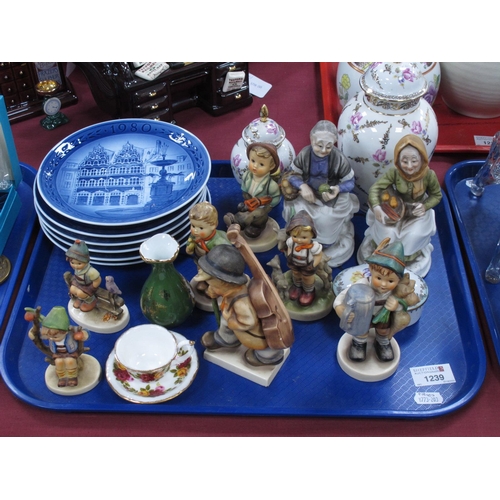 1239 - Six Royal Copenhagen Calendar Plates 1975-1980, Hummel figures etc:- One Tray and Boxes