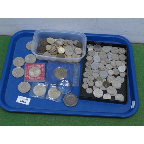 1350 - Collection of G.B and World Coins, includes commemrative crowns, 1840 India silver Rupee converted t... 