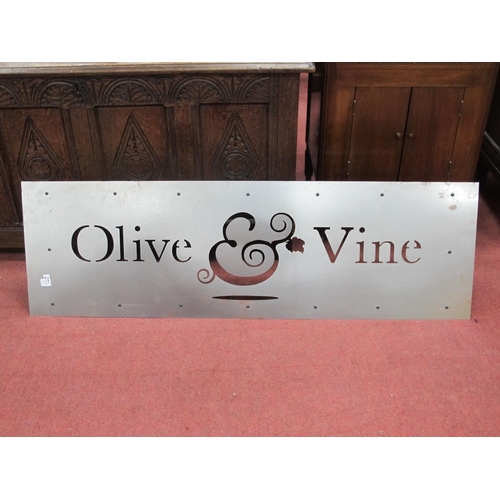 1414 - Olive Vine Metal Cafe/Bistro Sign, 44 x 143cm.