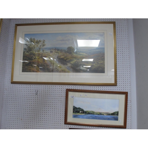 1541 - Rick (Mick), Dam Flask, original artwork, signed lower right, 19 x 40cm; Rex Preston, rural scene, c... 