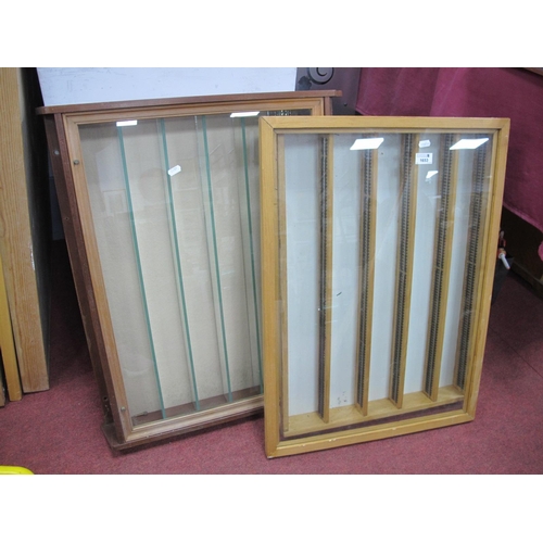 1653 - Two Wall Display Cases, the largest 63cm x 71cm, 9.5cm deep, with shelves. (2)