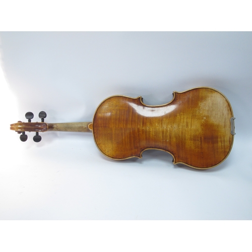 1396 - XIX Century Violin, two-piece back 'Josef Gfuarnerius' label to the interior, 35.5cm body length, ov... 