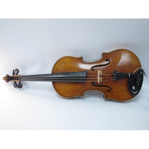 1396 - XIX Century Violin, two-piece back 'Josef Gfuarnerius' label to the interior, 35.5cm body length, ov... 