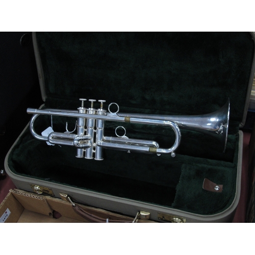 Trumpet Jazz Jerome Callet, New York, silver plate on brass, 49cm