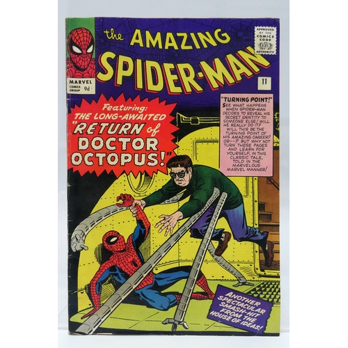 923 - Amazing Spider-Man #11 / no 11 Marvel Comic, 1964 9d, Good vibrant colours, complete, flat and unfol... 