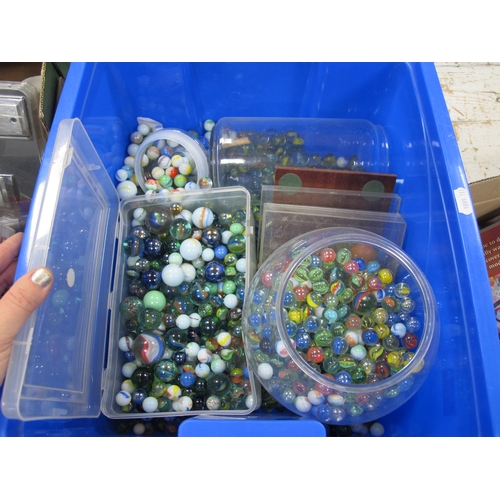 1096 - Large Quantity of Marbles, including white and colored examples:- One Bx.