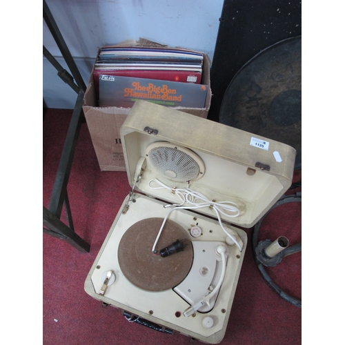 1125 - Philips Disc-Jockey Major Portable Record Player, quantity of records, including The Beatles Twist a... 